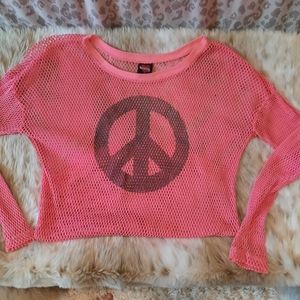 Pink Fishnet with Peace Sign Top by Hard Candy